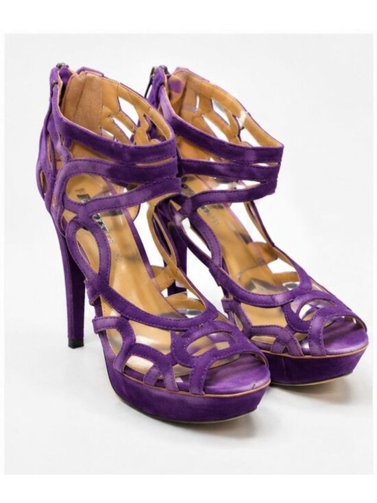 Nine West Shoes - Nine West Purple Suede Platform Heels Women’s Size 8M Strappy Cage Stiletto Sand